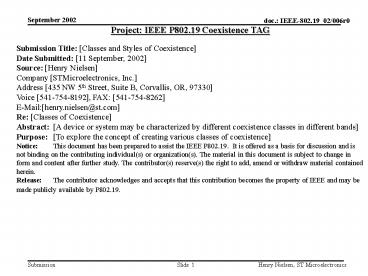 IEEE 802 Coexistence SG