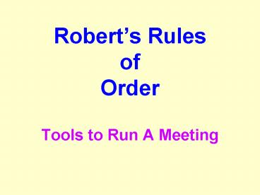 Roberts Rules of Order