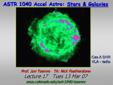 ASTR 1040 Accel Astro: Stars