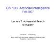 CS 188: Artificial Intelligence Fall 2007 PowerPoint PPT Presentation