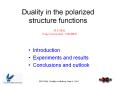 Duality in the polarized structure functions PowerPoint PPT Presentation