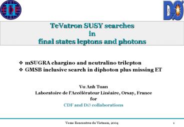 TeVatron SUSY searches in final states leptons and photons