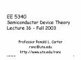 EE 5340 Semiconductor Device Theory Lecture 16 - Fall 2003 PowerPoint PPT Presentation
