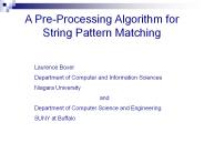 A Pre-Processing Algorithm for String Pattern Matching