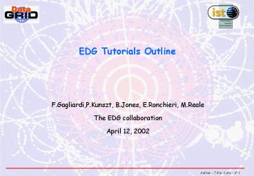 EDG Tutorials Outline