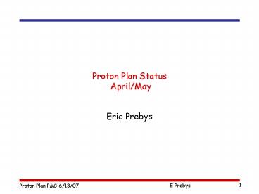 Proton Plan Status AprilMay