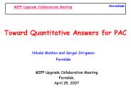 Toward Quantitative Answers for PAC