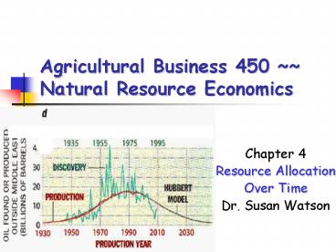Agricultural Business 450 Natural Resource Economics