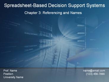 EIN 4905/ESI 6912 Decision Support Systems  Excel