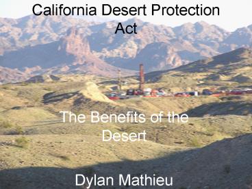 The Economics of the California Desert Protection Act