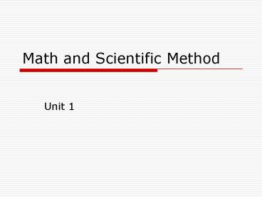 Math and Scientific Method