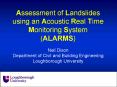 Assessment of Landslides using an Acoustic Real Time Monitoring System ALARMS PowerPoint PPT Presentation