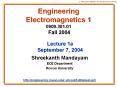 Engineering Electromagnetics 1 0909.301.01 Fall 2004 PowerPoint PPT Presentation