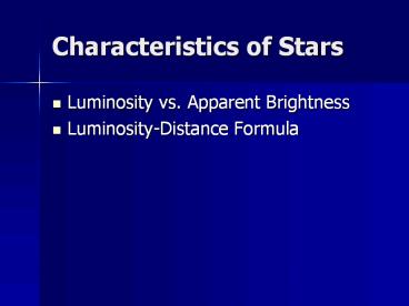 Characteristics of Stars