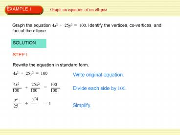 Graph an equation of an ellipse