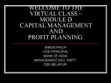 WELCOME TO THE VIRTUAL CLASS 