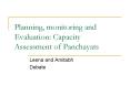 Planning, monitoring and Evaluation: Capacity Assessment of Panchayats PowerPoint PPT Presentation
