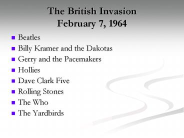 The British Invasion February 7, 1964