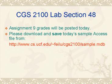 CGS 2100 Lab Section 48