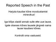 Reported Speech in the Past