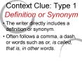 Context Clue: Type 1 Definition or Synonym PowerPoint PPT Presentation