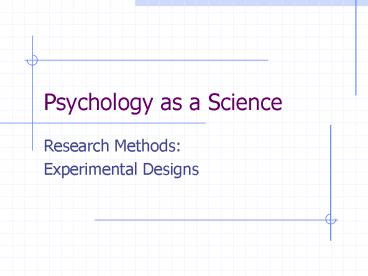 Psychology as a Science