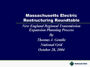 Massachusetts Electric Restructuring Roundtable