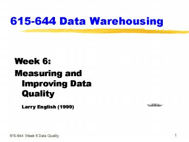 615644 Data Warehousing