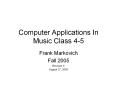 Computer Applications In Music Class 4-5 PowerPoint PPT Presentation