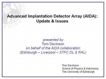 Advanced Implantation Detector Array (AIDA):