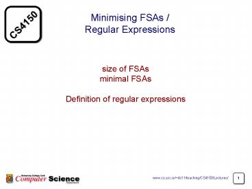 Minimising FSAs Regular Expressions