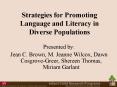Strategies for Promoting Language and Literacy in Diverse Populations PowerPoint PPT Presentation