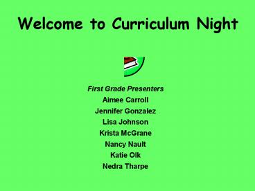 Welcome to Curriculum Night