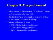 Chapter 8: Oxygen Demand