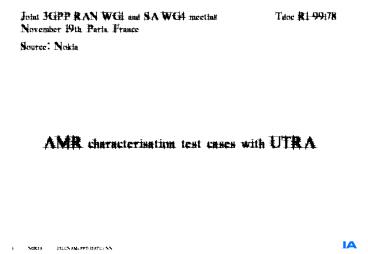 AMR characterisation test cases with UTRA