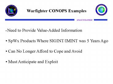 Warfighter CONOPS Examples