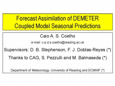 ECMWF Seasonal Forecast Group Meeting: 24 July 2002