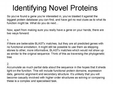 Identifying Novel Proteins