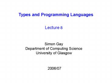 Types and Programming Languages presentation | free to download