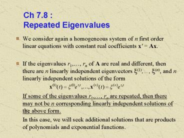 Ch 7'8 : Repeated Eigenvalues