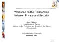Workshop on the Relationship between Privacy and Security  Marc Wilikens Joint Research Centre Institute for the Protection and Security of the Citizen Cybersecurity  Carnegie Mellon University 29-30 May, 2002 PowerPoint PPT Presentation