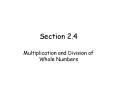 Multiplication and Division of Whole Numbers PowerPoint PPT Presentation
