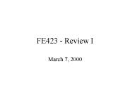FE423 - Review I