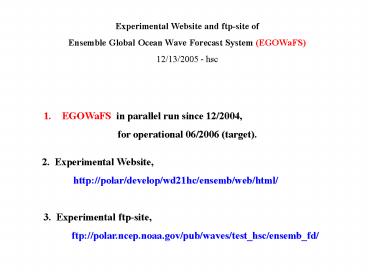Experimental Website and ftp-site of