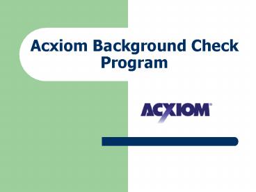Acxiom Background Check Program