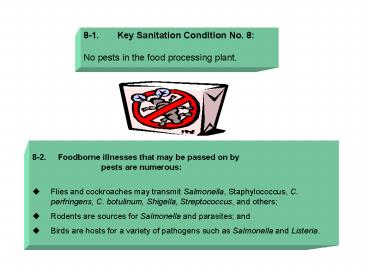 81' Key Sanitation Condition No' 8: