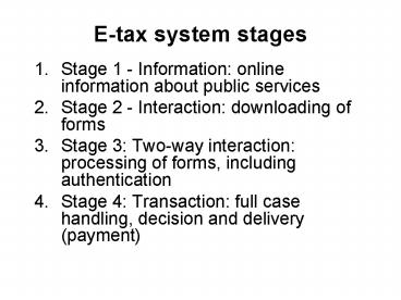 Etax system stages