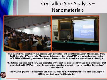 Crystallite Size Analysis Nanomaterials