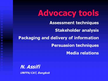 Advocacy tools