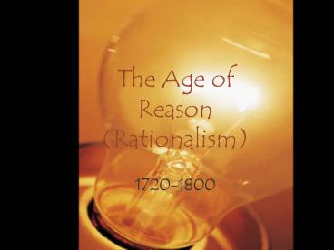 The Age of Reason Rationalism